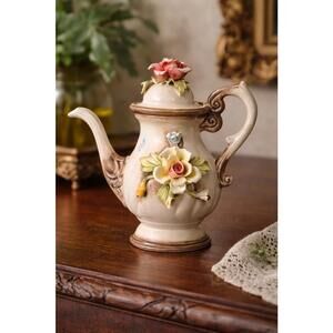 Naples Italy 1950s Capodimonte Decor Porcelain Pot-Form Vase, 3x7.25” REPAIRED